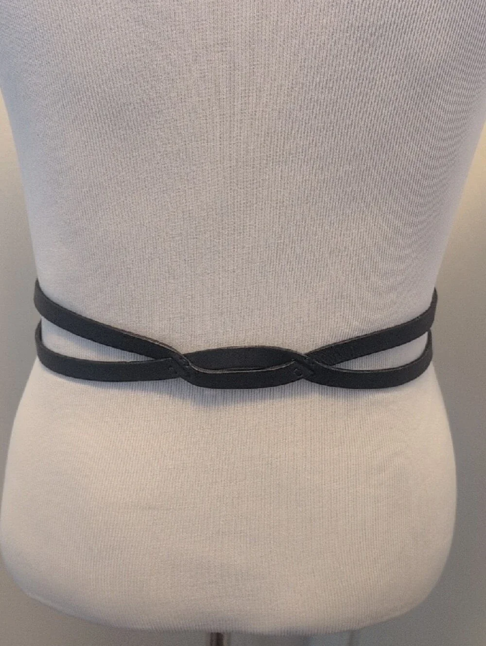 Fossil Double-Strap Black Waist Belt with Silver Buckles